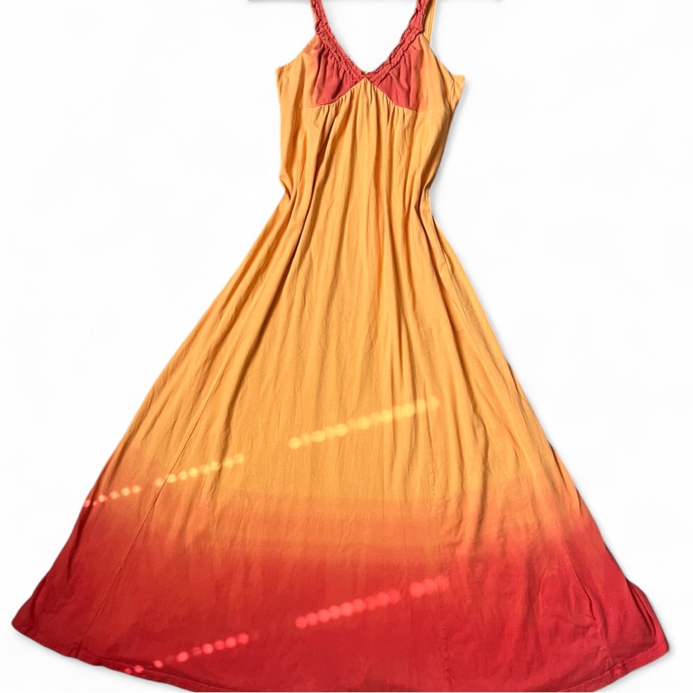Old Navy Sunset Ombre Dip Dyed Maxi Dress W/ Ruffle Spaghetti Straps. S. - Picture 9 of 11